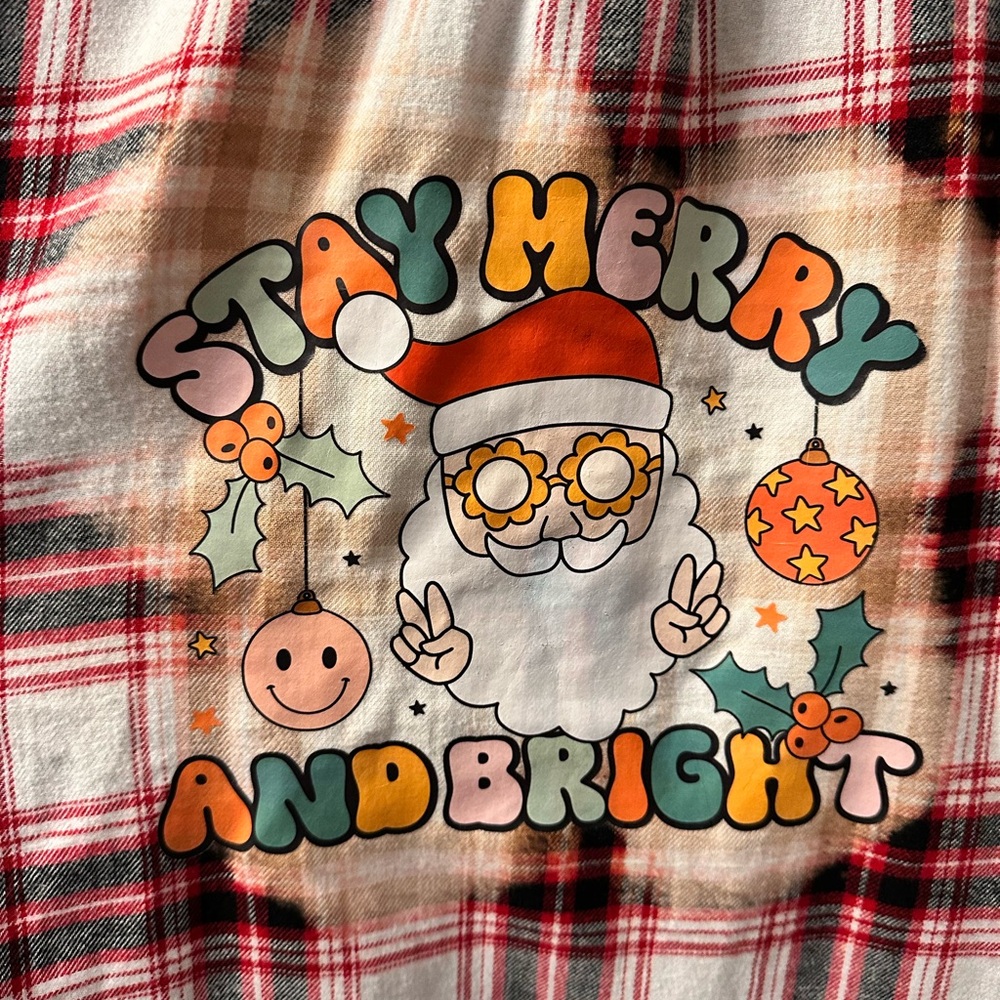 Stay Merry and Bright Plaid Shirt. Men’s size XXL